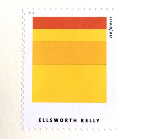100 Yellow Modern Art Forever Stamps Artist Ellsworth Kelly Postage Stamps Red and Yellow Art Unused Forever Stamps for Mailing